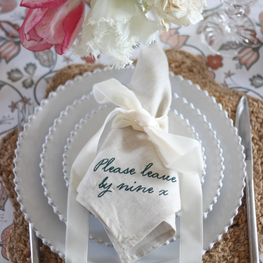 Please Leave By Nine Napkins - set of 2