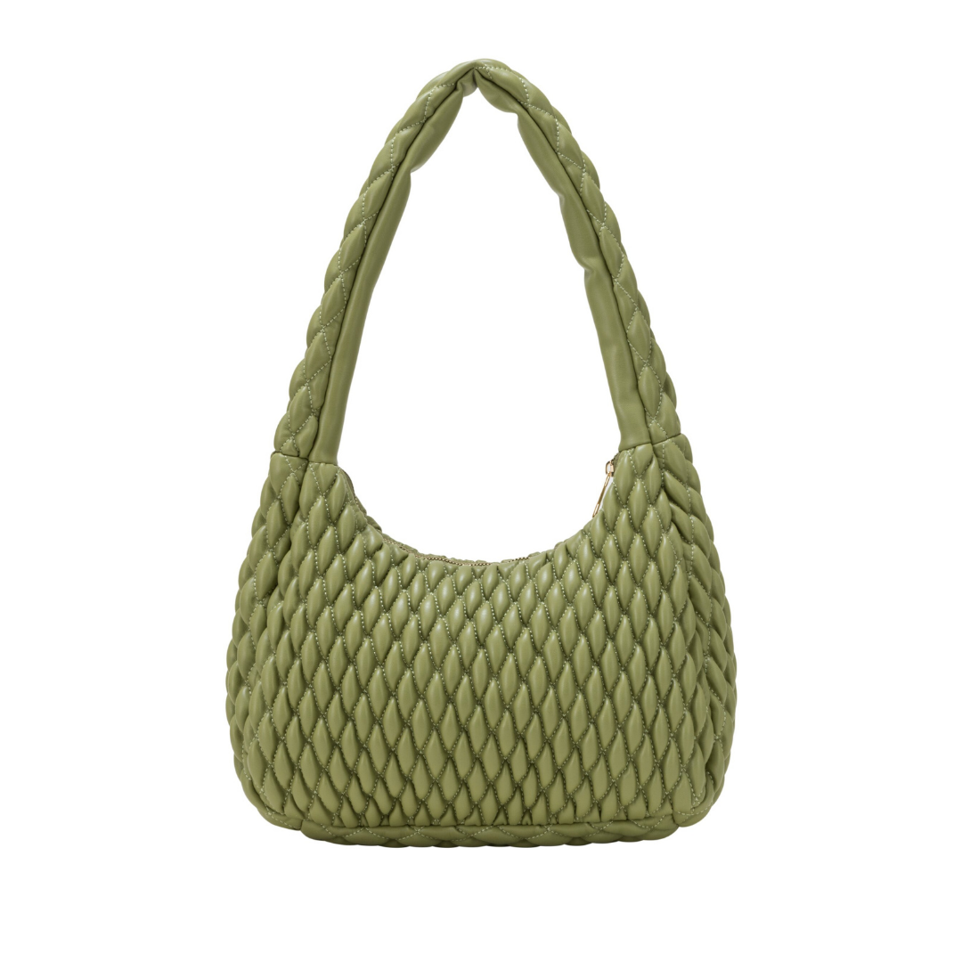 Olive Quilted Shoulder Bag