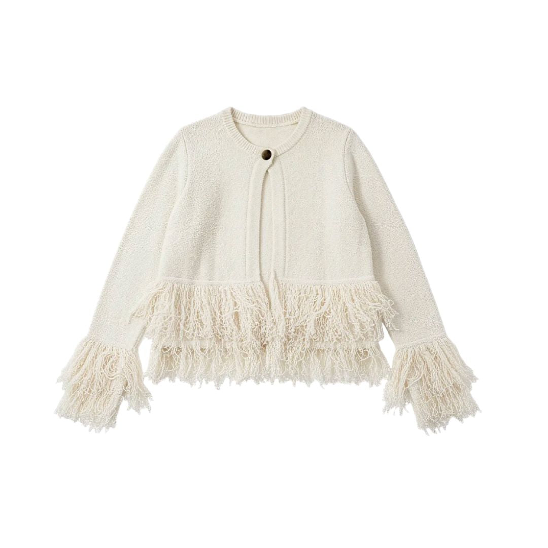 Sunny Cream Fringe Cardigan