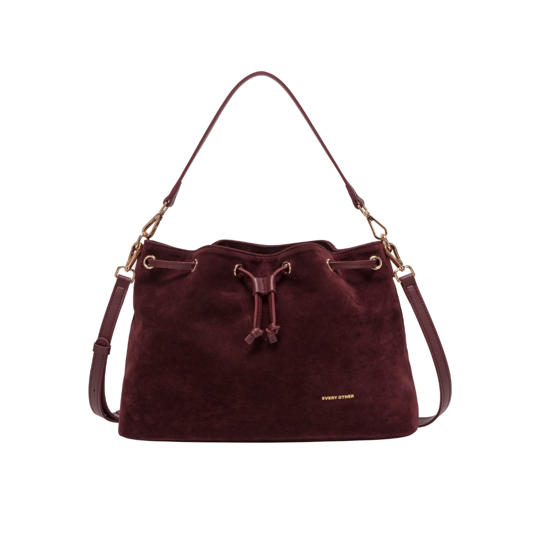 Bordeaux Suede Bucket Bag