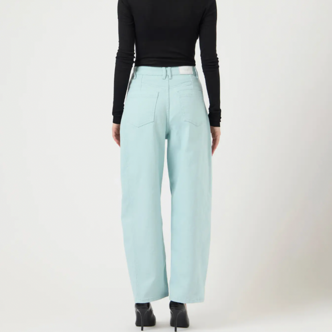 Mint Barrel Leg Denim Jeans