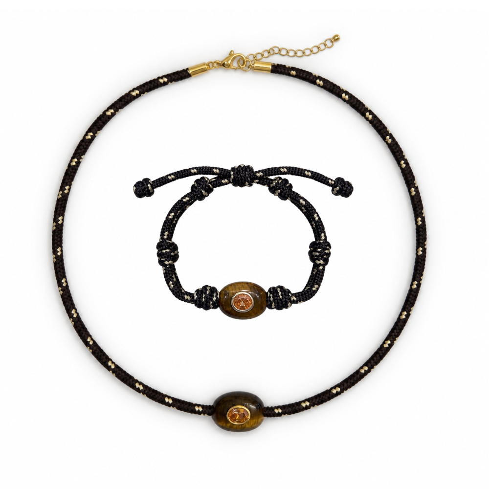 Harlow Paracord Necklace & Bracelet - Brown