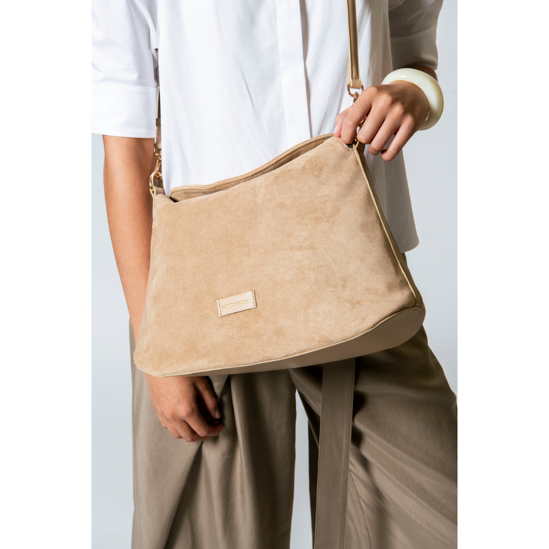 Taupe Suede Shoulder Bag