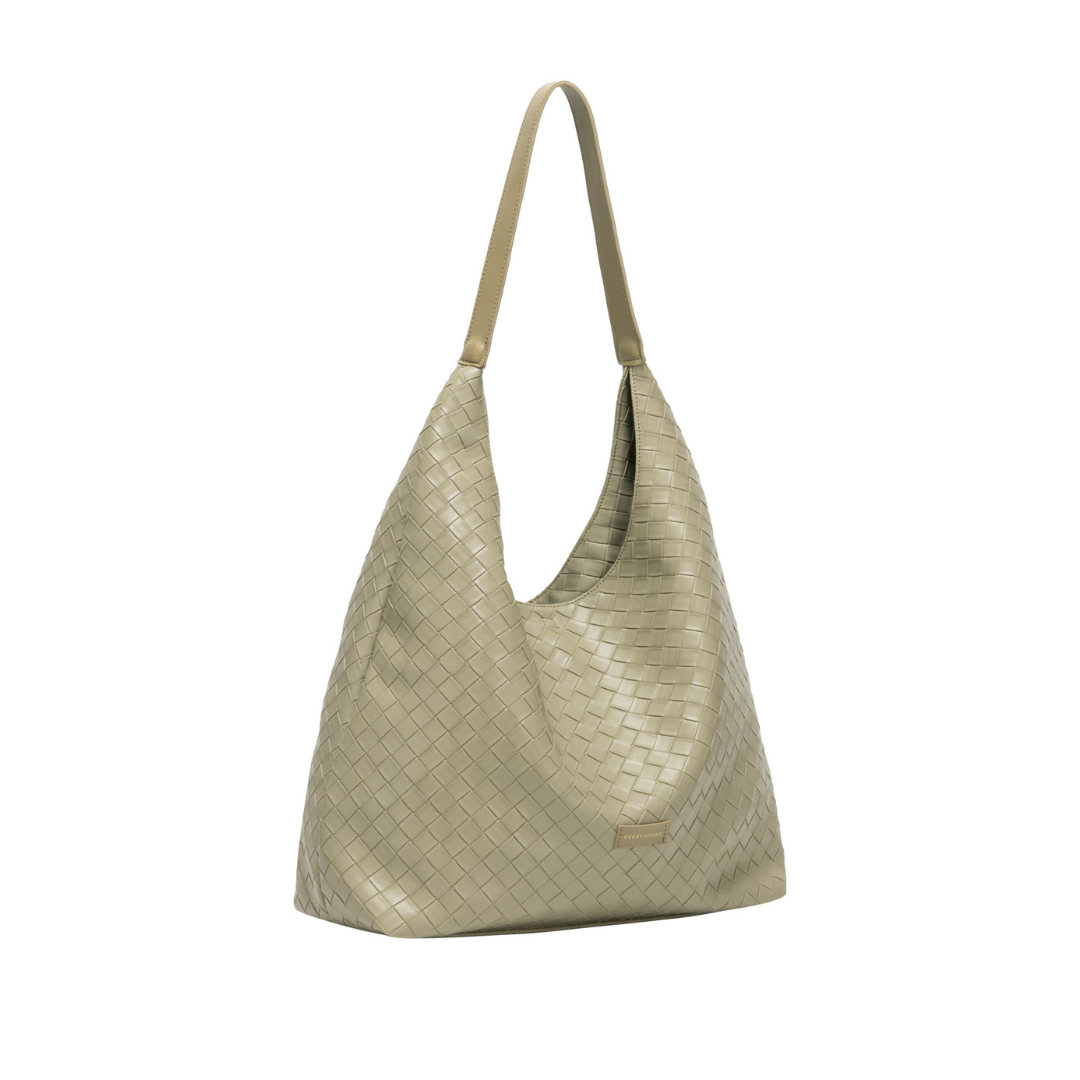 Taupe Woven Shoulder Bag