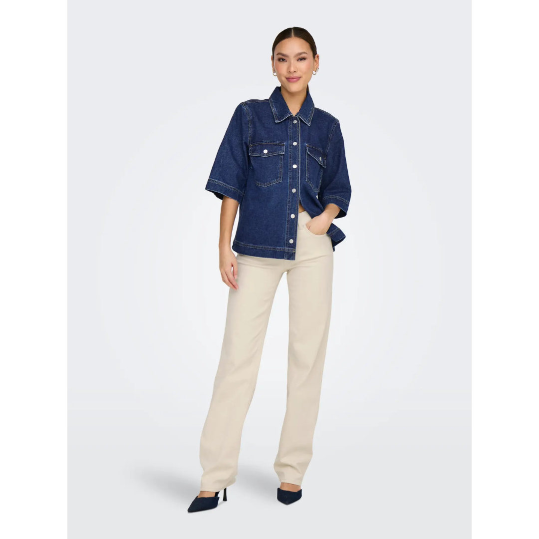 Belle Dark Denim Short Sleeve Shirt