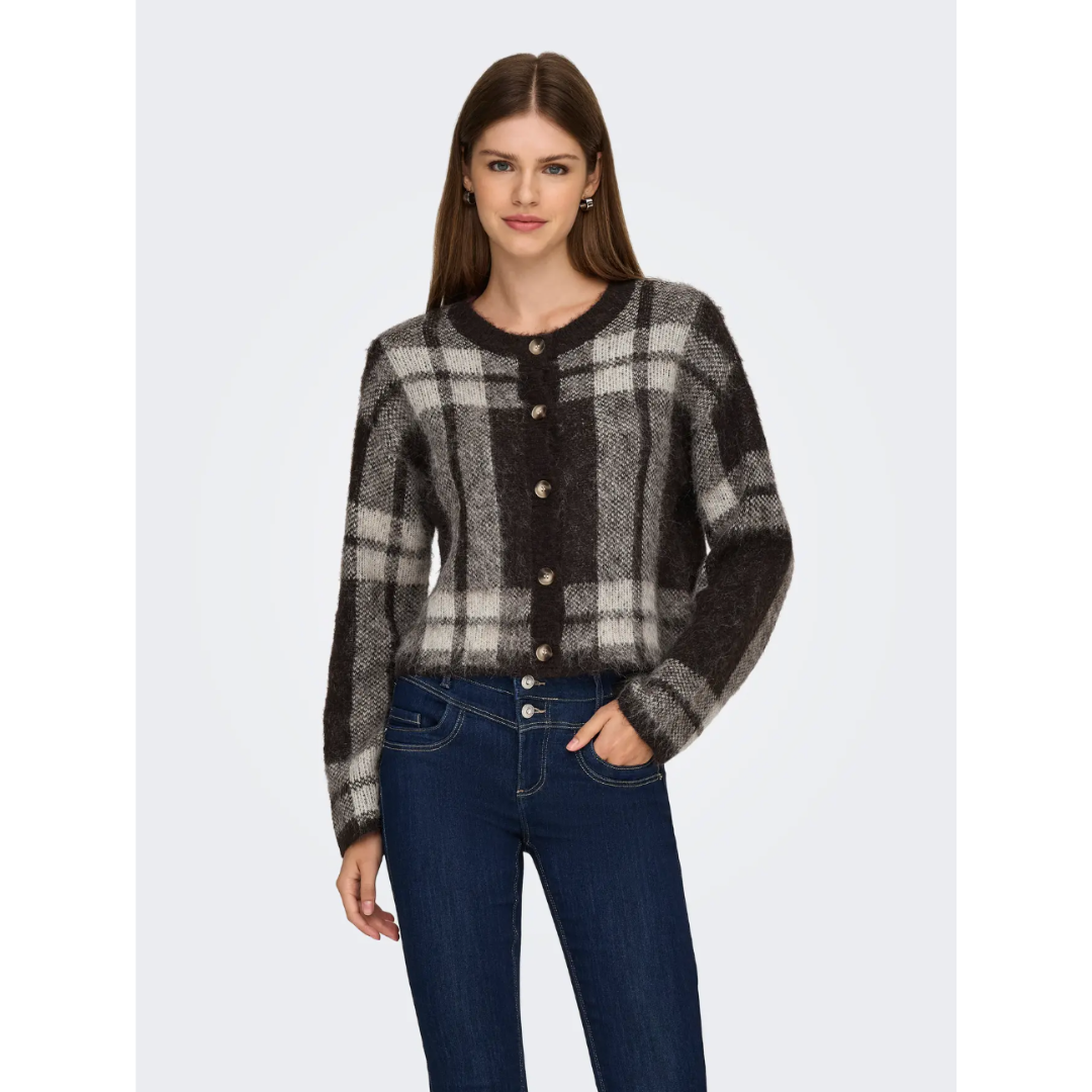 Diana Brown Checked Cardigan
