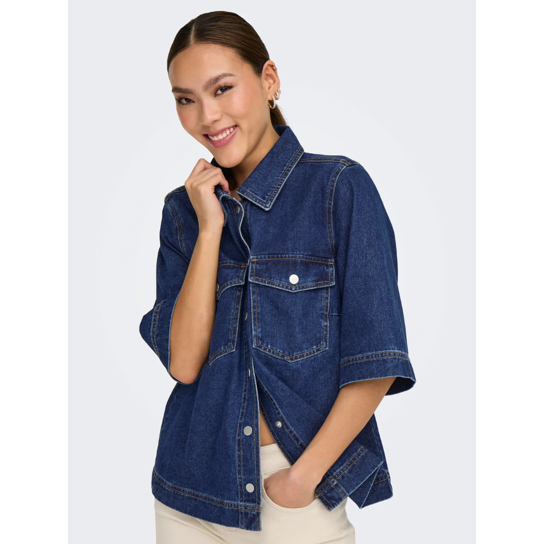 Belle Dark Denim Short Sleeve Shirt
