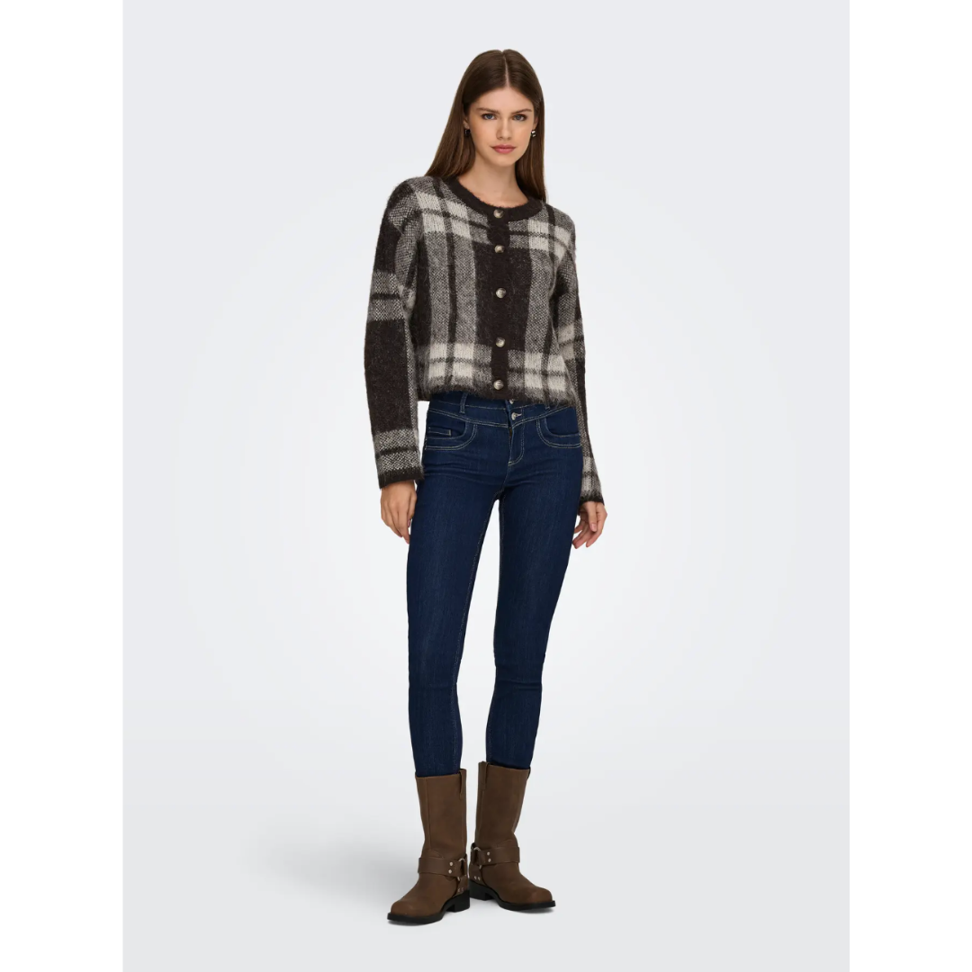 Diana Brown Checked Cardigan