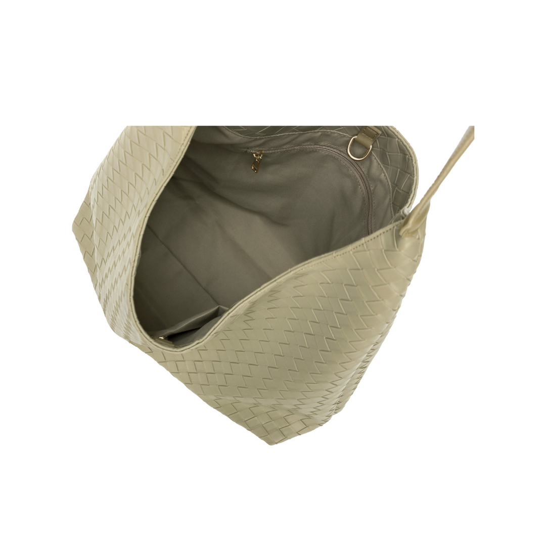 Taupe Woven Shoulder Bag