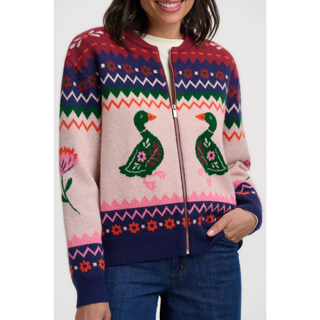 Solana Knitted Bomber Jacket (ducks)