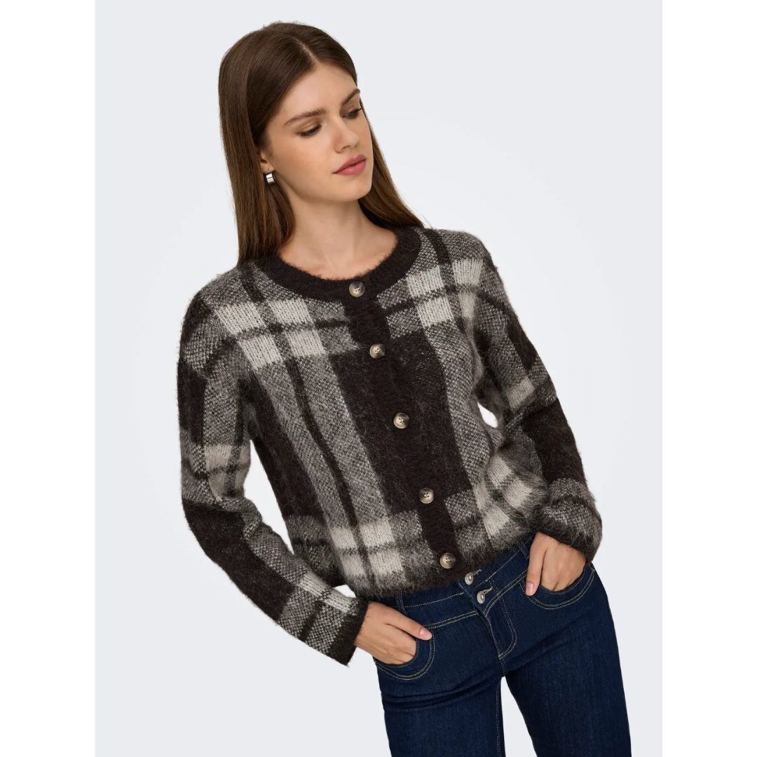 Diana Brown Checked Cardigan