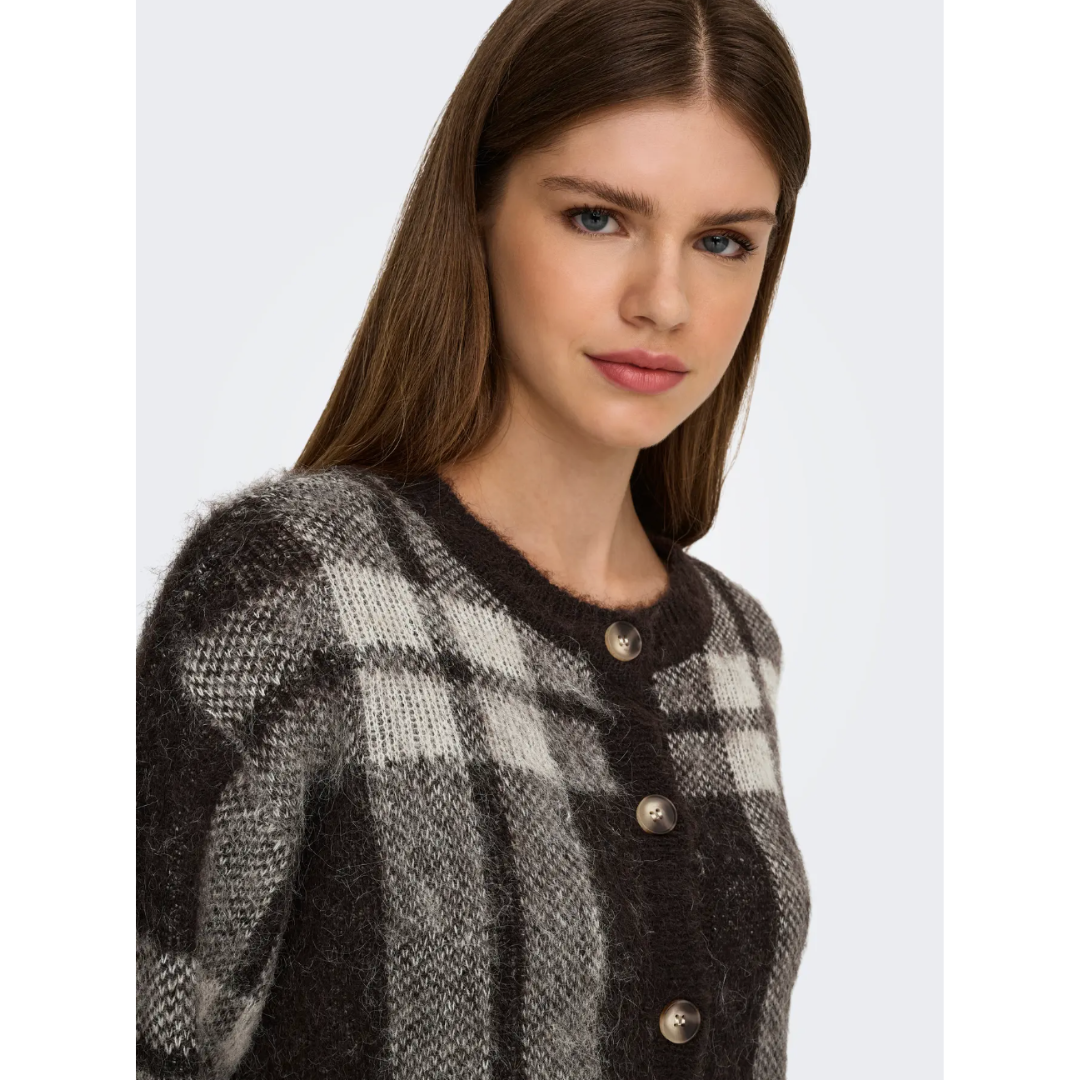 Diana Brown Checked Cardigan