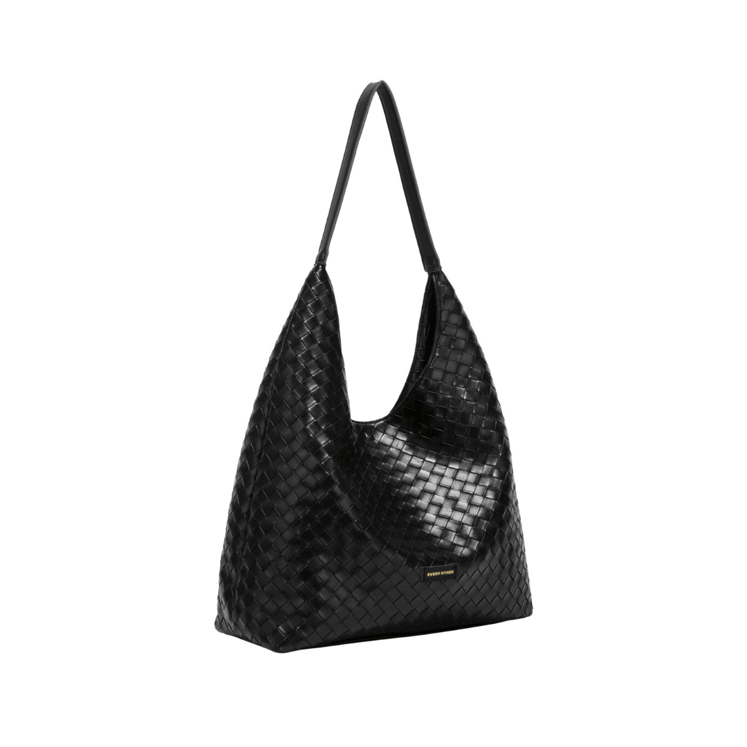Black Woven Shoulder Bag