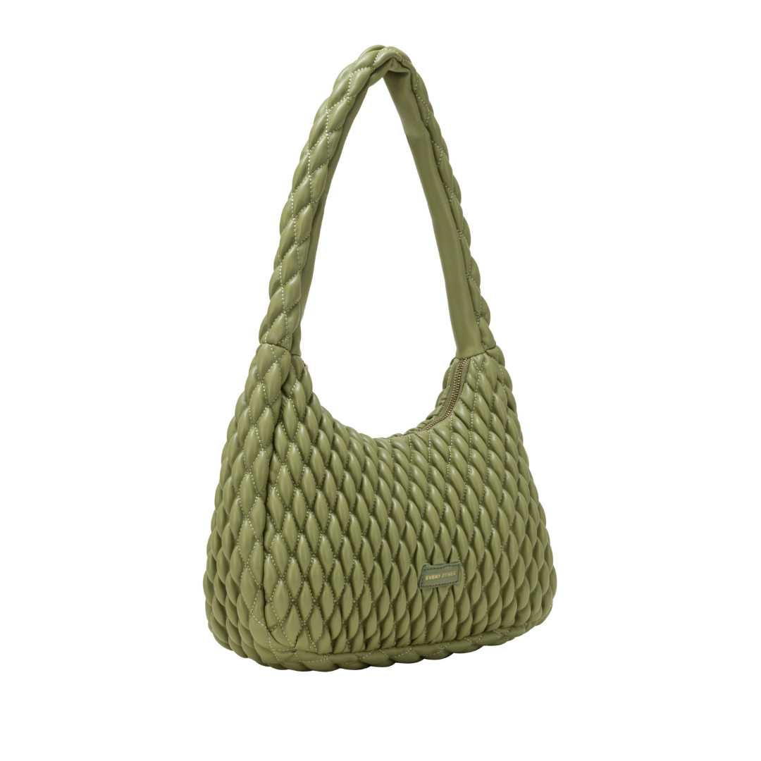 Olive Quilted Shoulder Bag