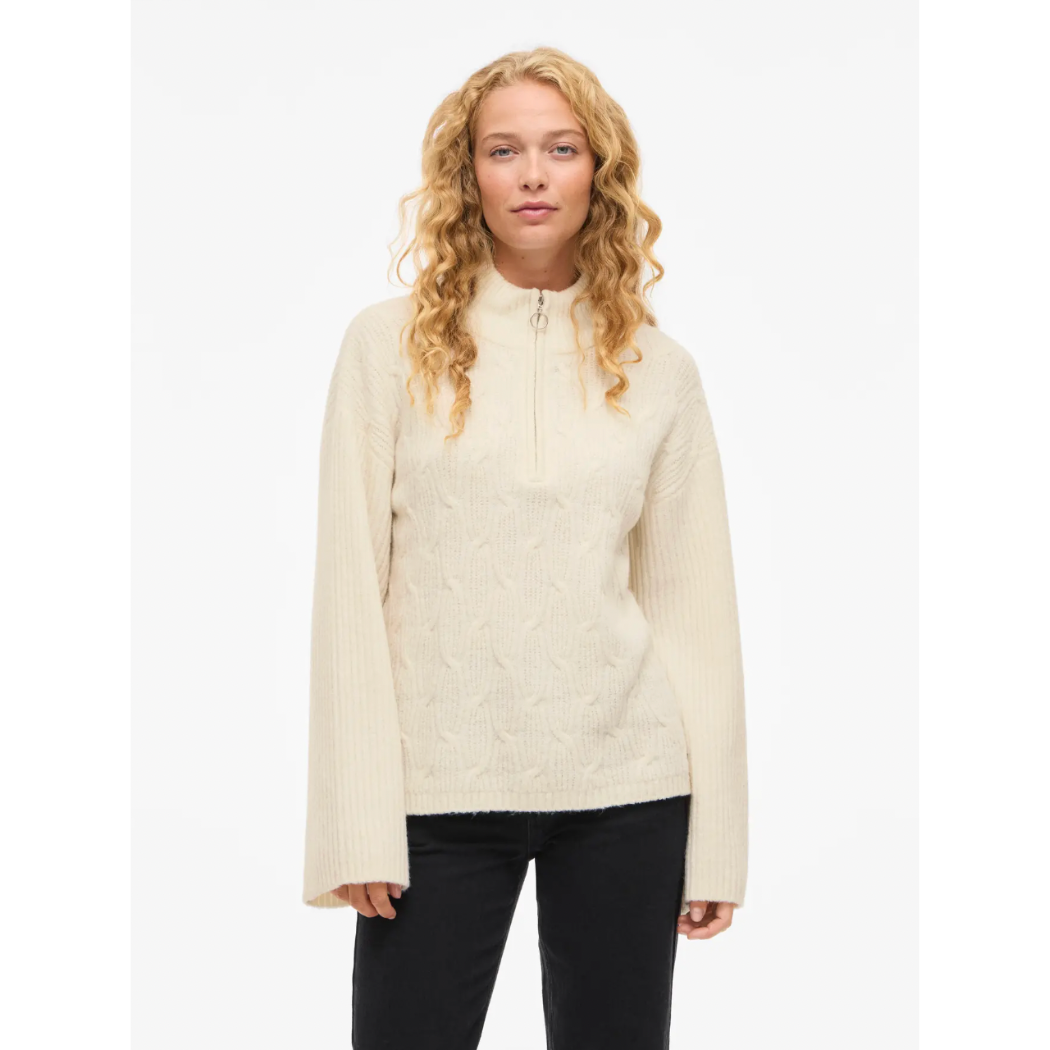 Cream Cable Knit Half Zip Jumper