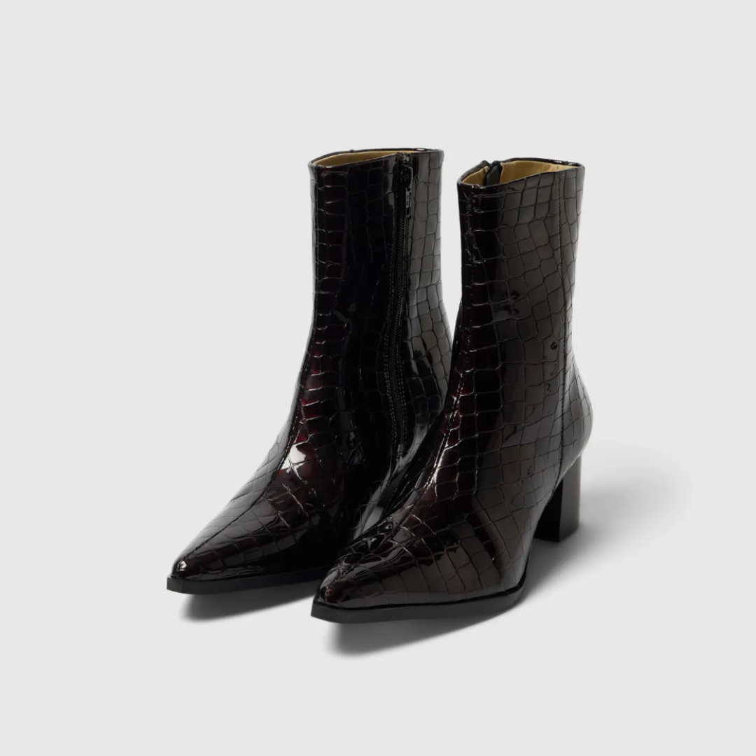 Stine Burgundy Leather Ankle Boots