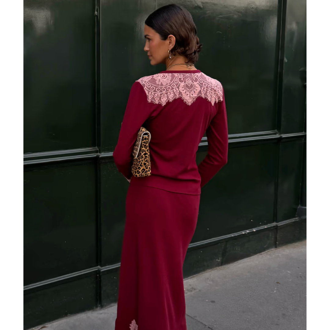 Burgundy Lace Cardigan