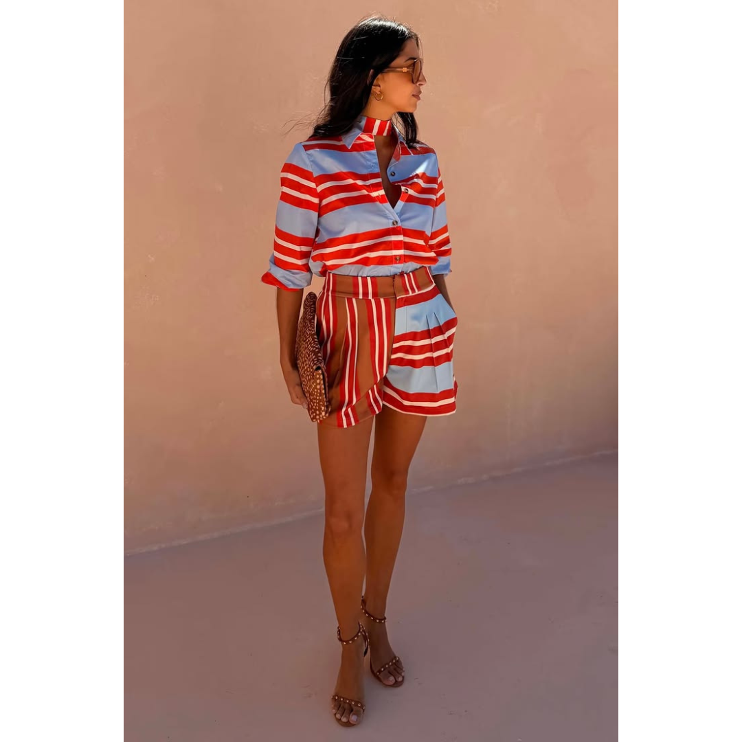 Multi Stripe Tie Shirt