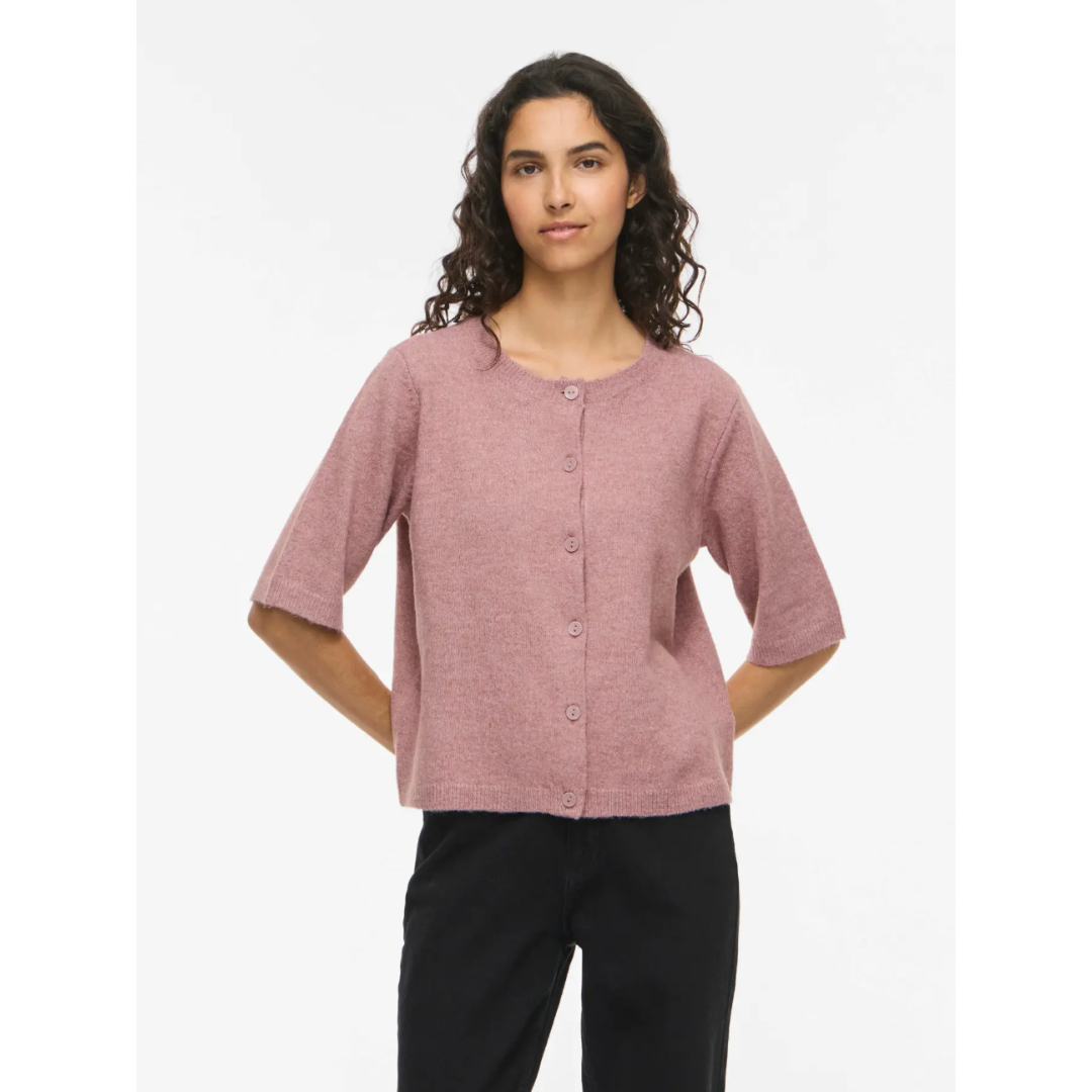 Gia Short Sleeve Cardigan - Dusky Pink