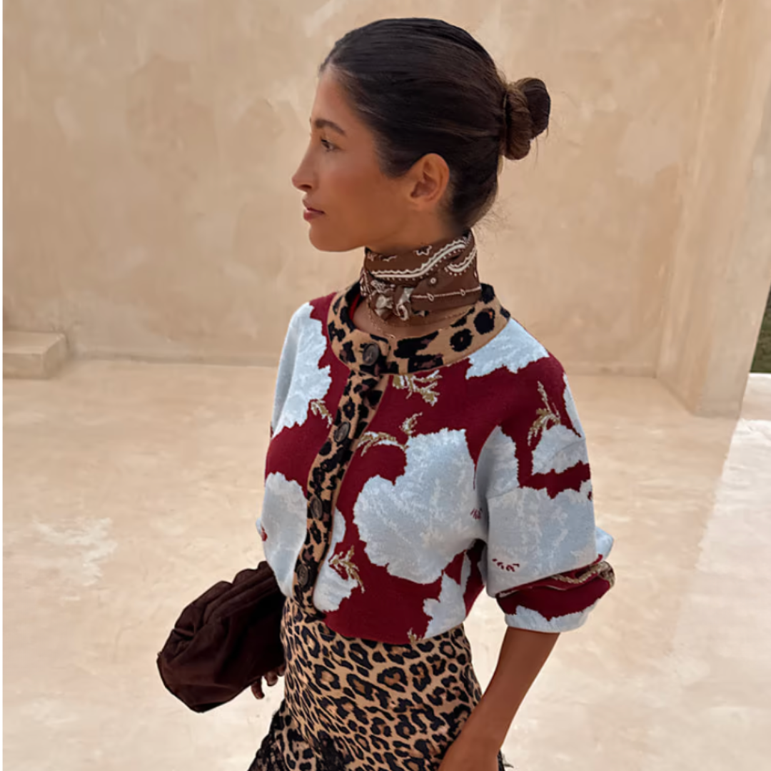 Burgundy & Blue Poppy Cardigan
