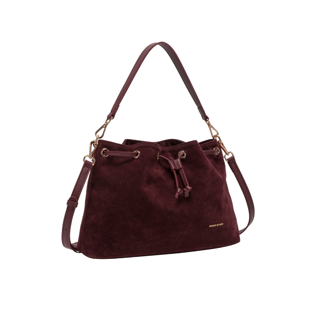 Bordeaux Suede Bucket Bag