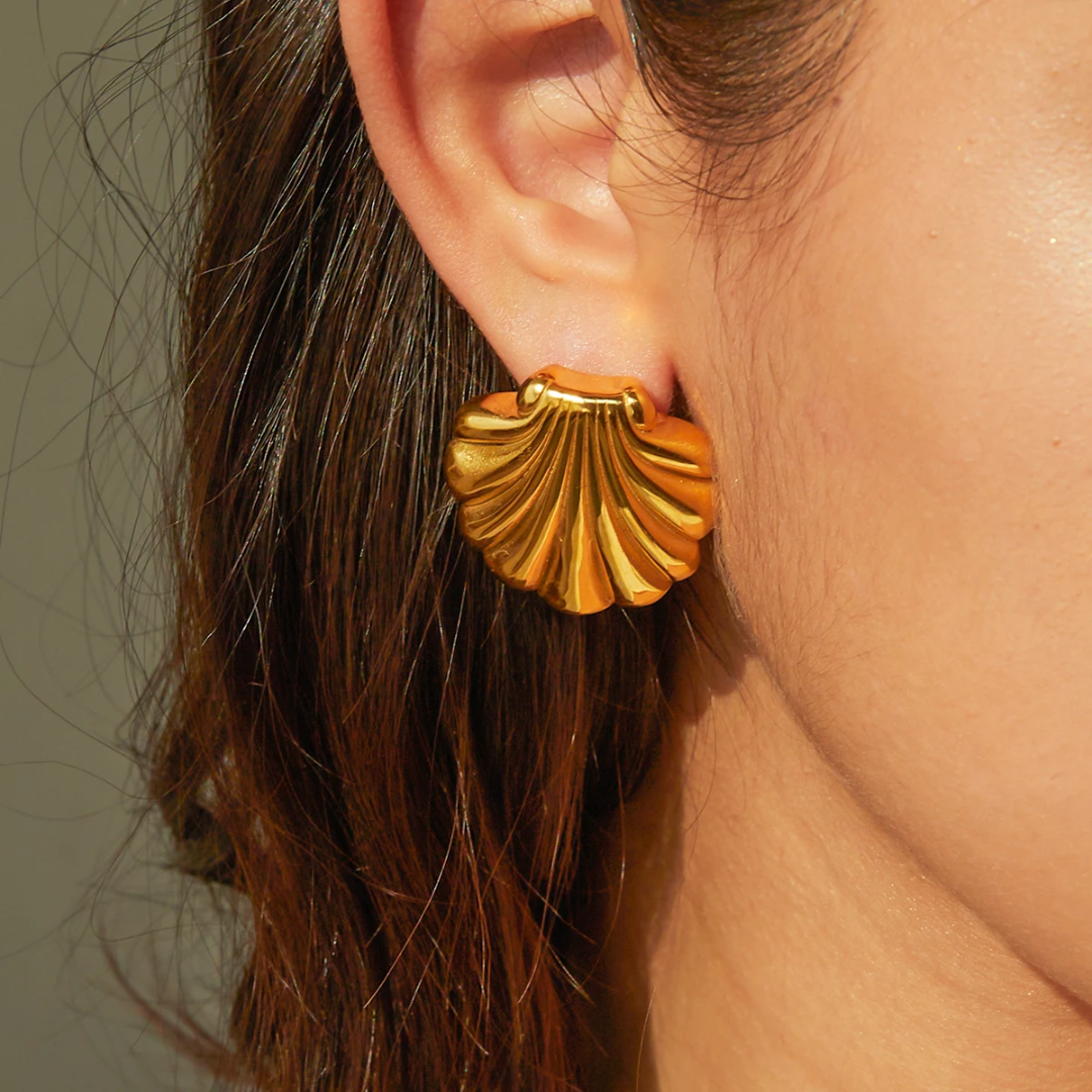 Gold Shell Stud Earrings