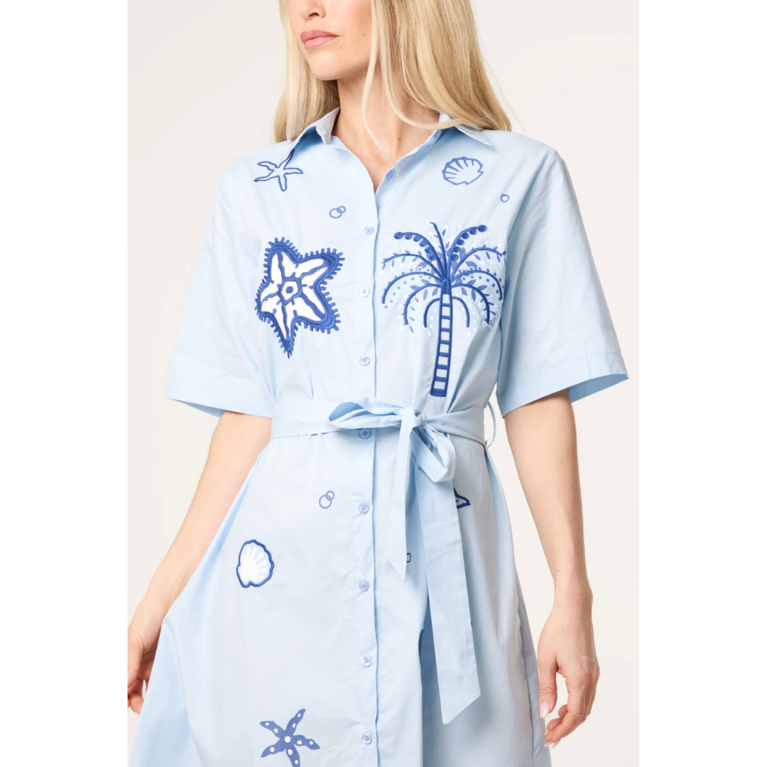 Nova Embroidered Shirt Dress