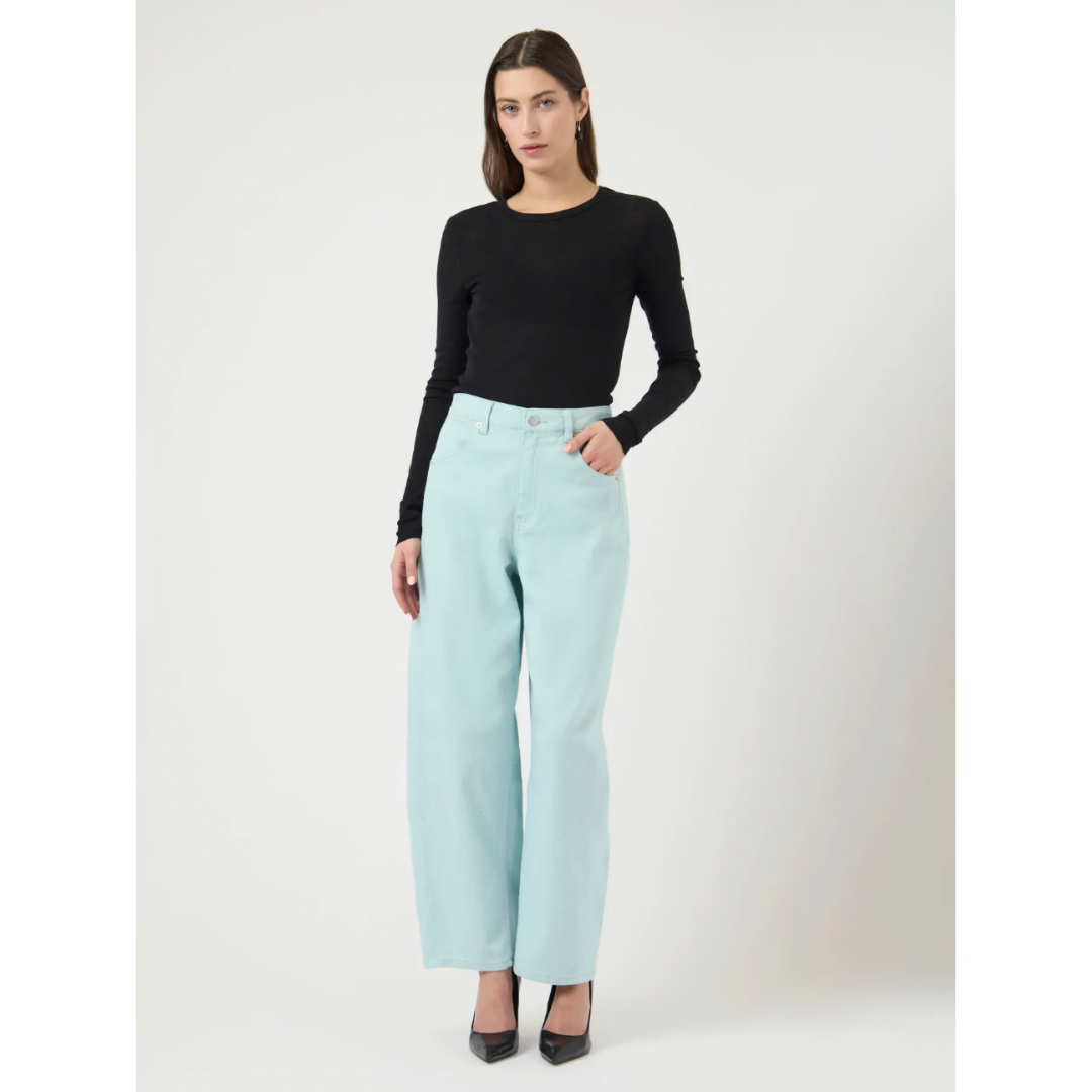 Mint Barrel Leg Denim Jeans