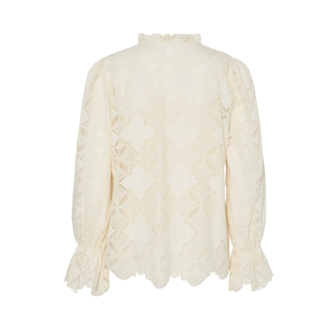 Effie Cream Lace Blouse with Scallop Detailing