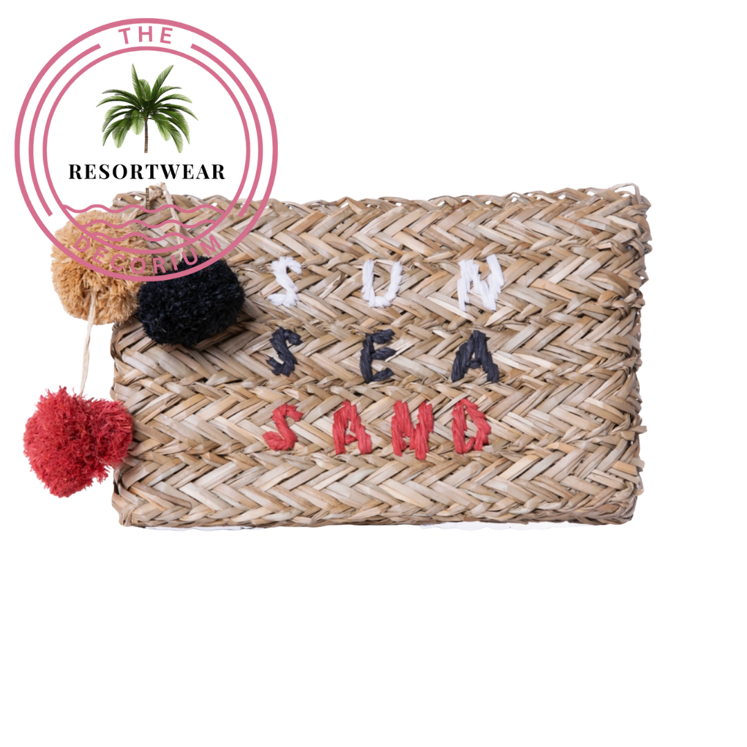 Sun Sea Sand Raffia Clutch