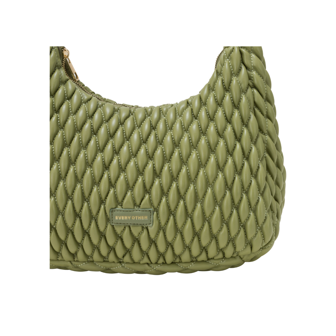 Olive Quilted Shoulder Bag