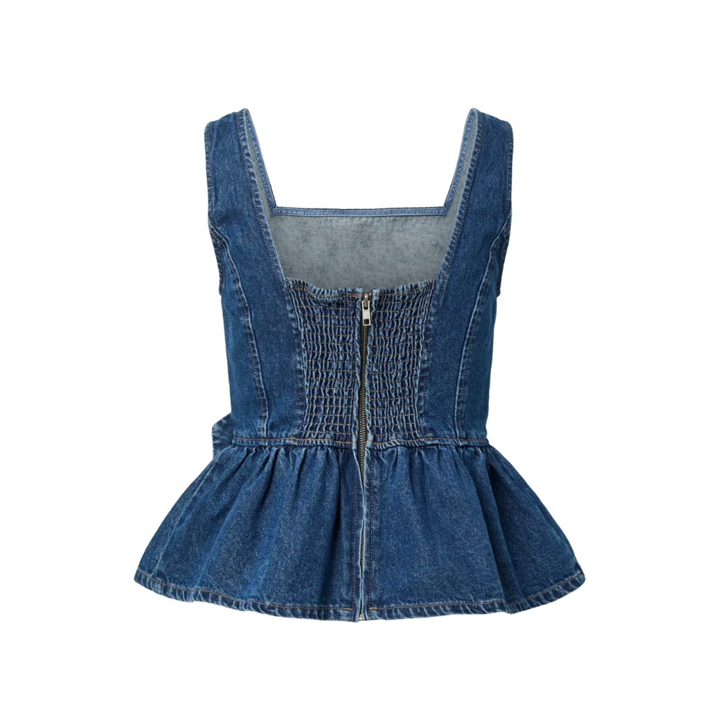 Elsie Denim peplum Top
