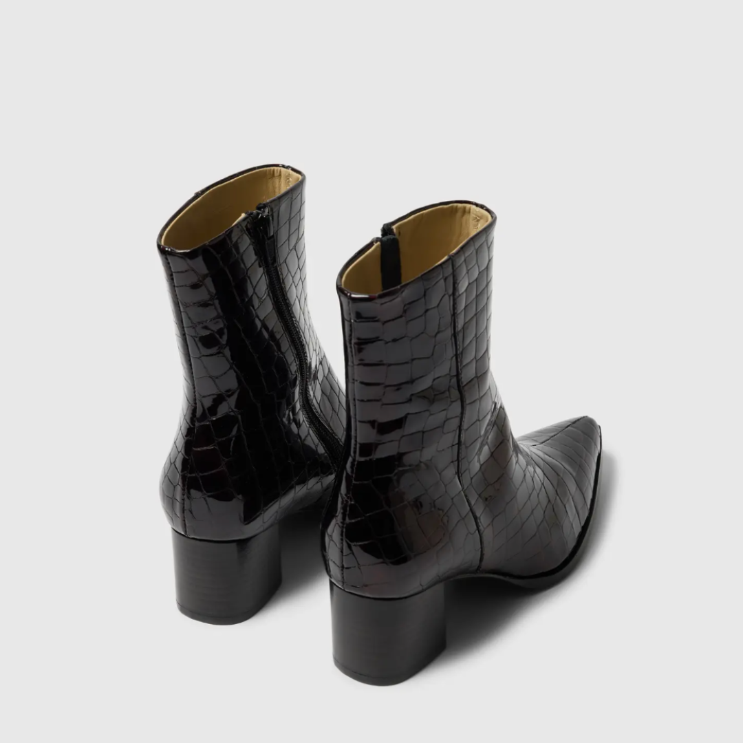 Stine Burgundy Leather Ankle Boots