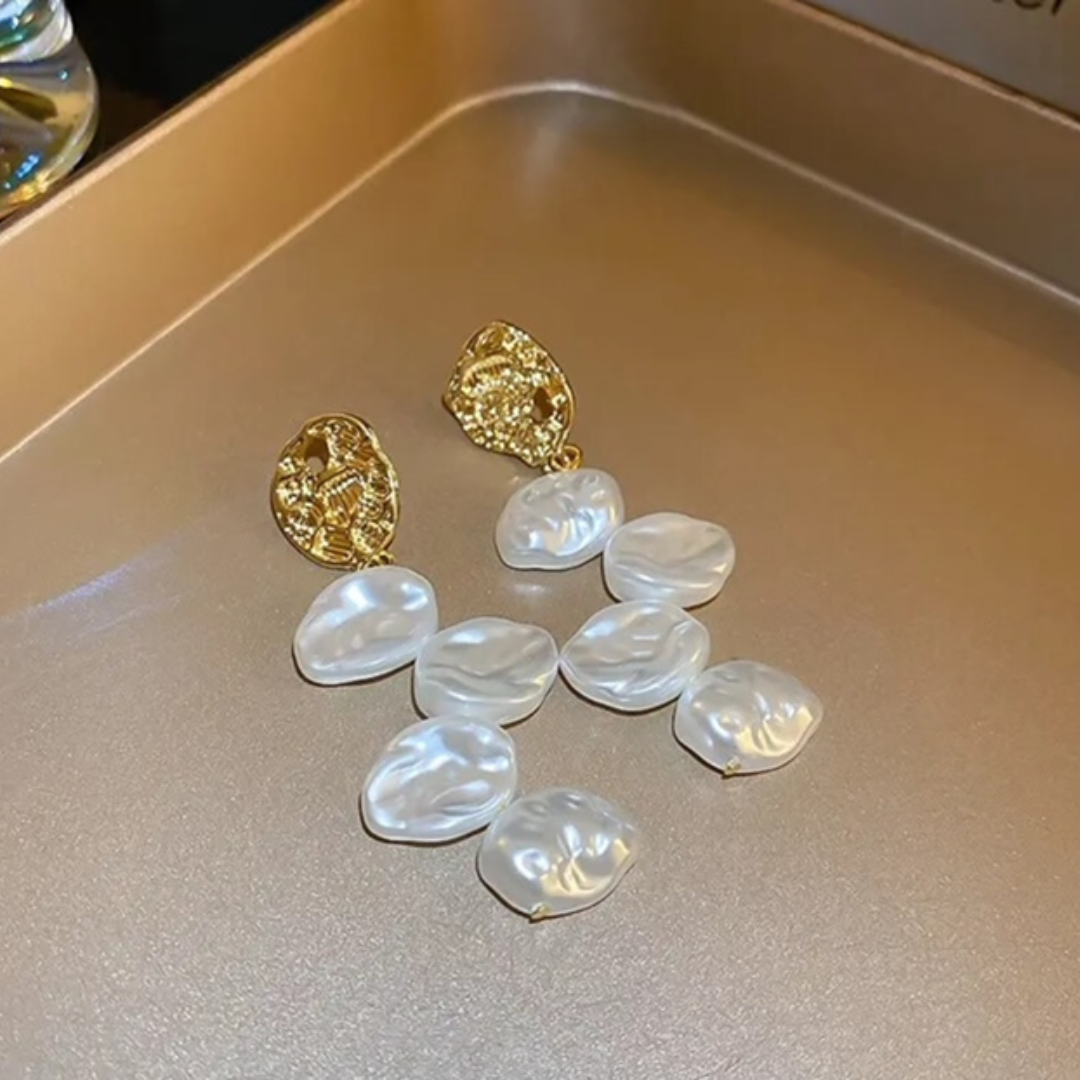 Pearl disk drop earrings