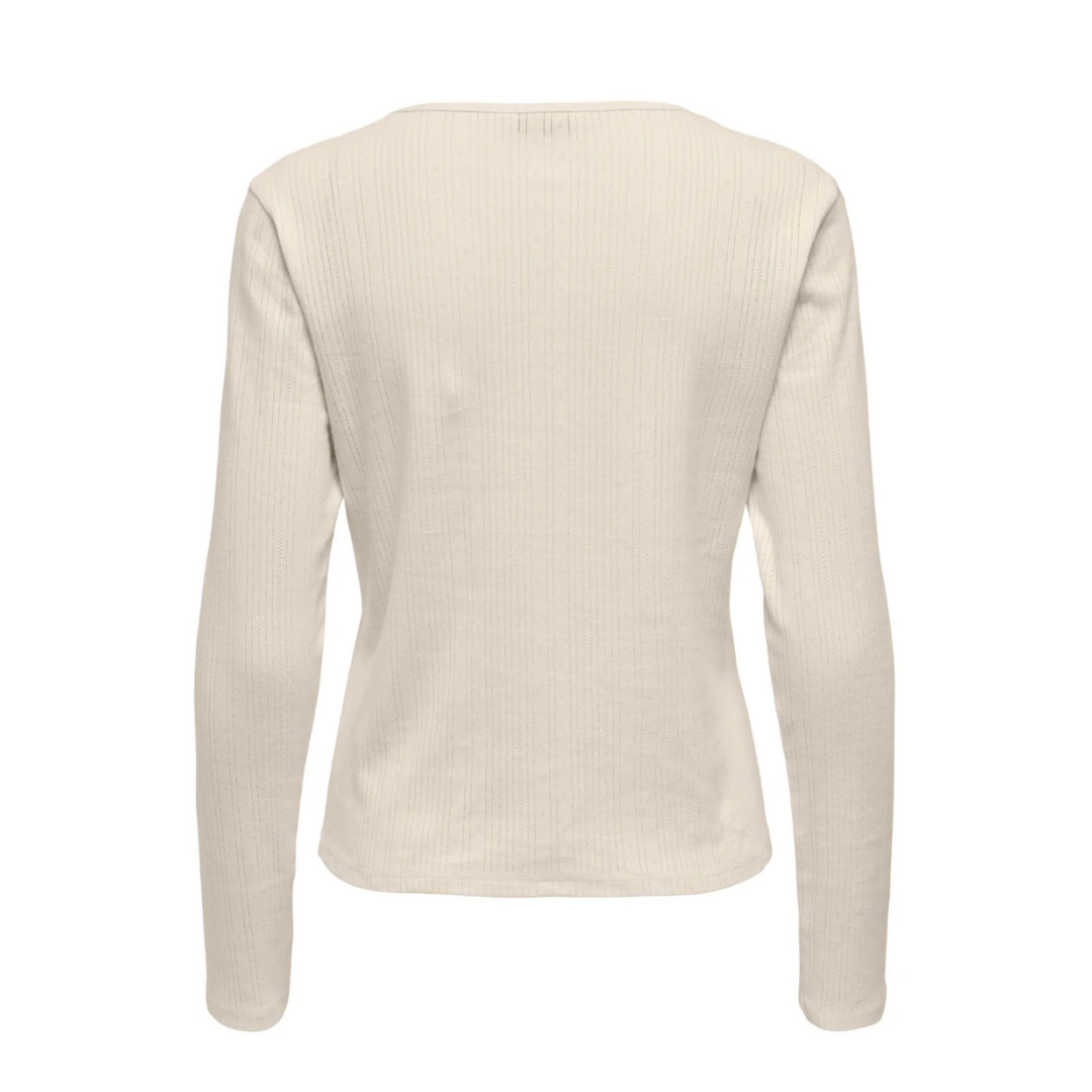 Ivory Ribbed Long Sleeve Top