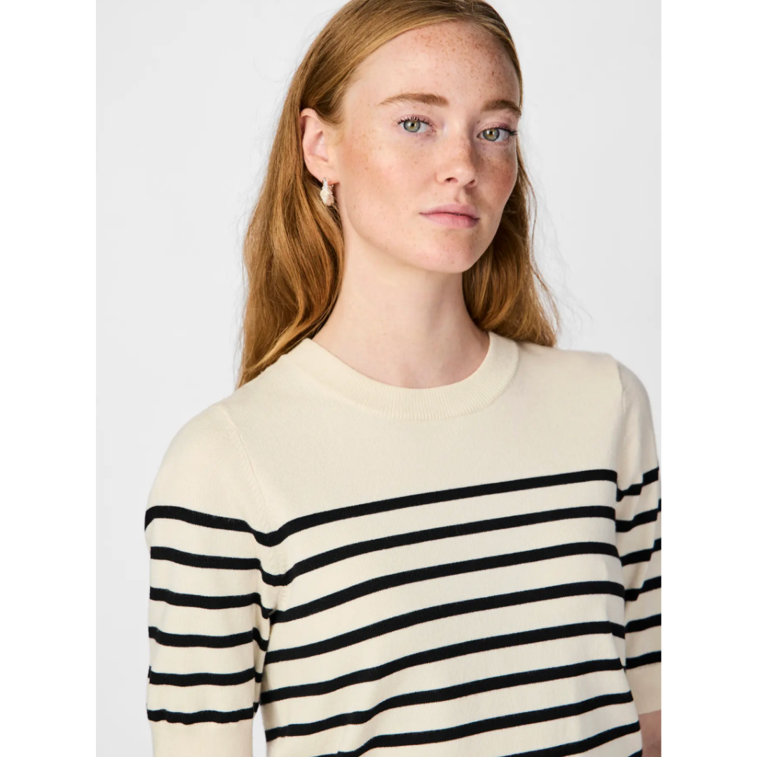 Black & Cream Breton Knit Tee
