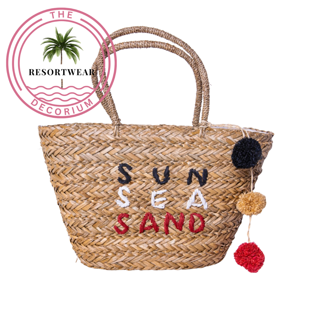 Sun Sea Sand Straw Basket Tote