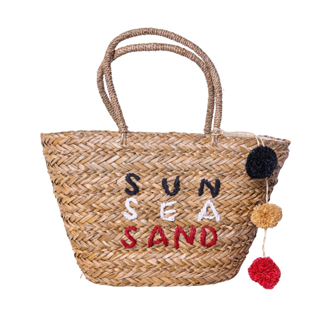 Sun Sea Sand Straw Basket Tote