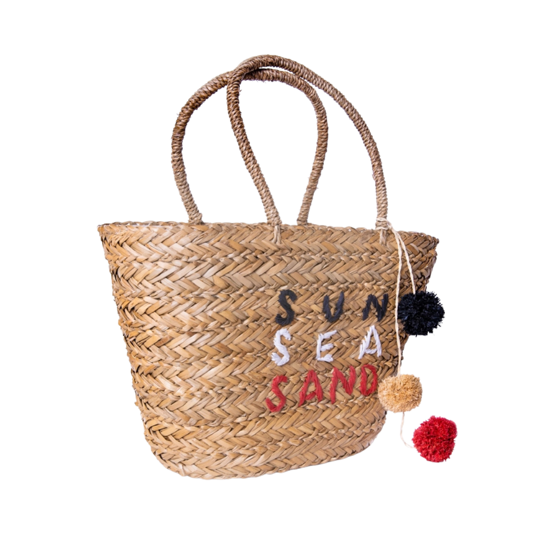 Sun Sea Sand Straw Basket Tote