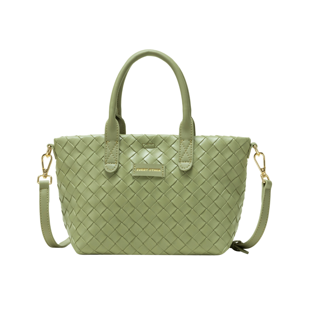 Sage Woven Vegan Leather Tote Bag