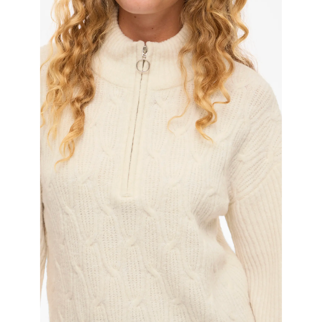 Cream Cable Knit Half Zip Jumper