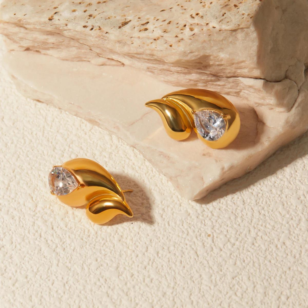 Double Tear Stone Earrings
