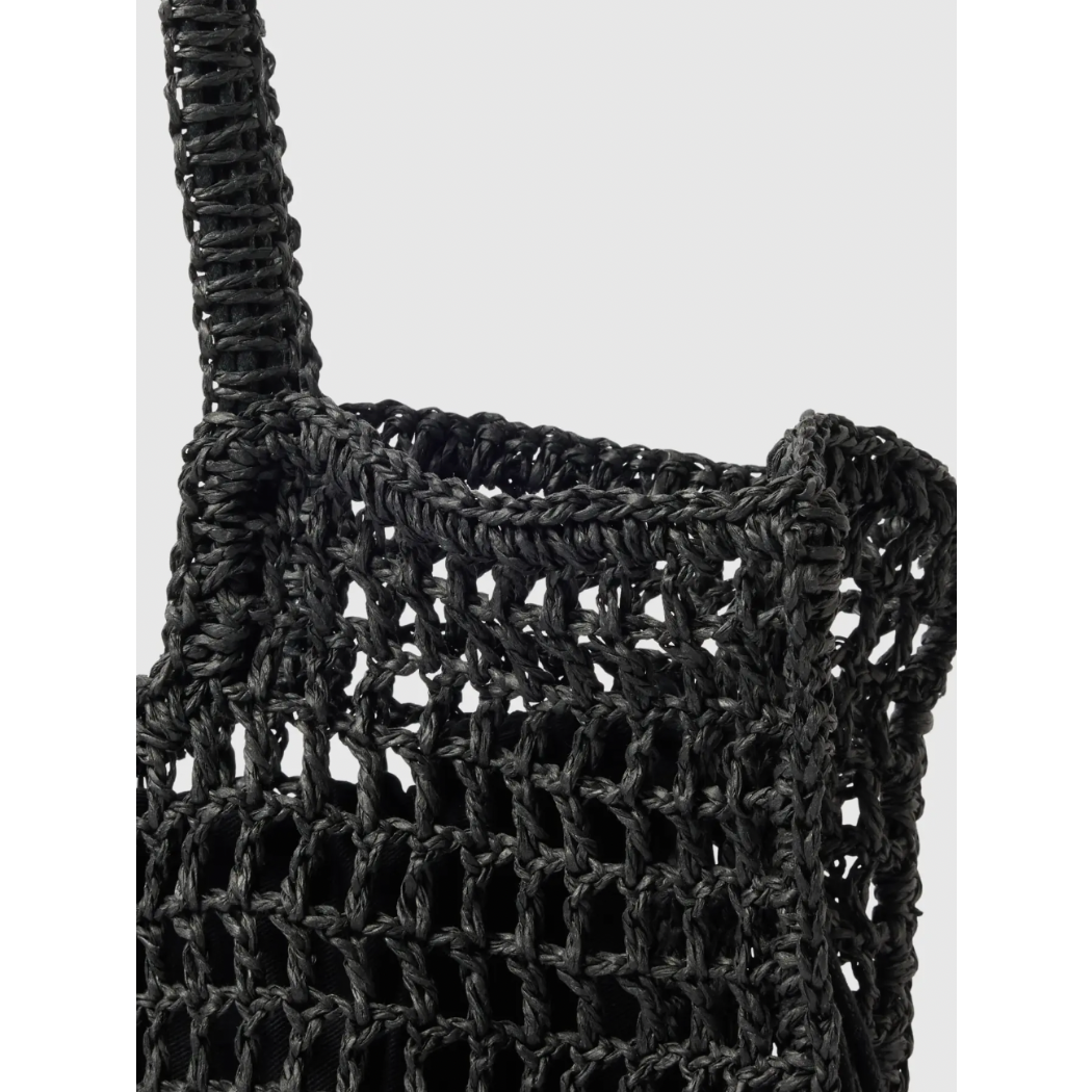 Celia Black Woven Tote Bag