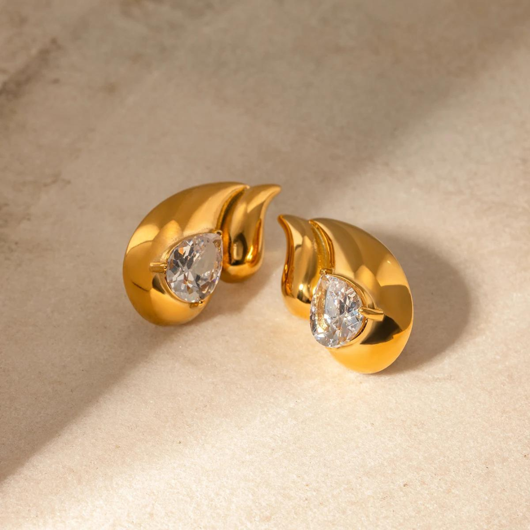 Double Tear Stone Earrings
