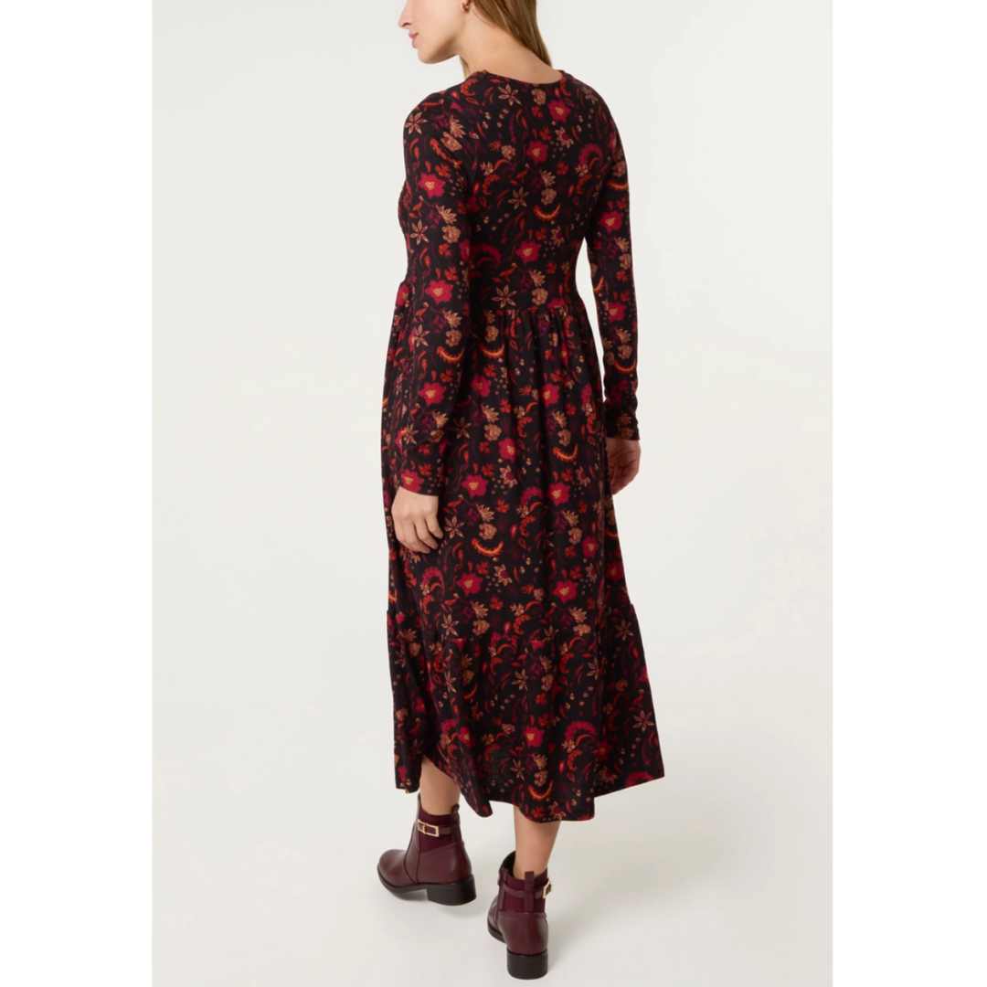 Floral Smocked Bodice Midi Dress