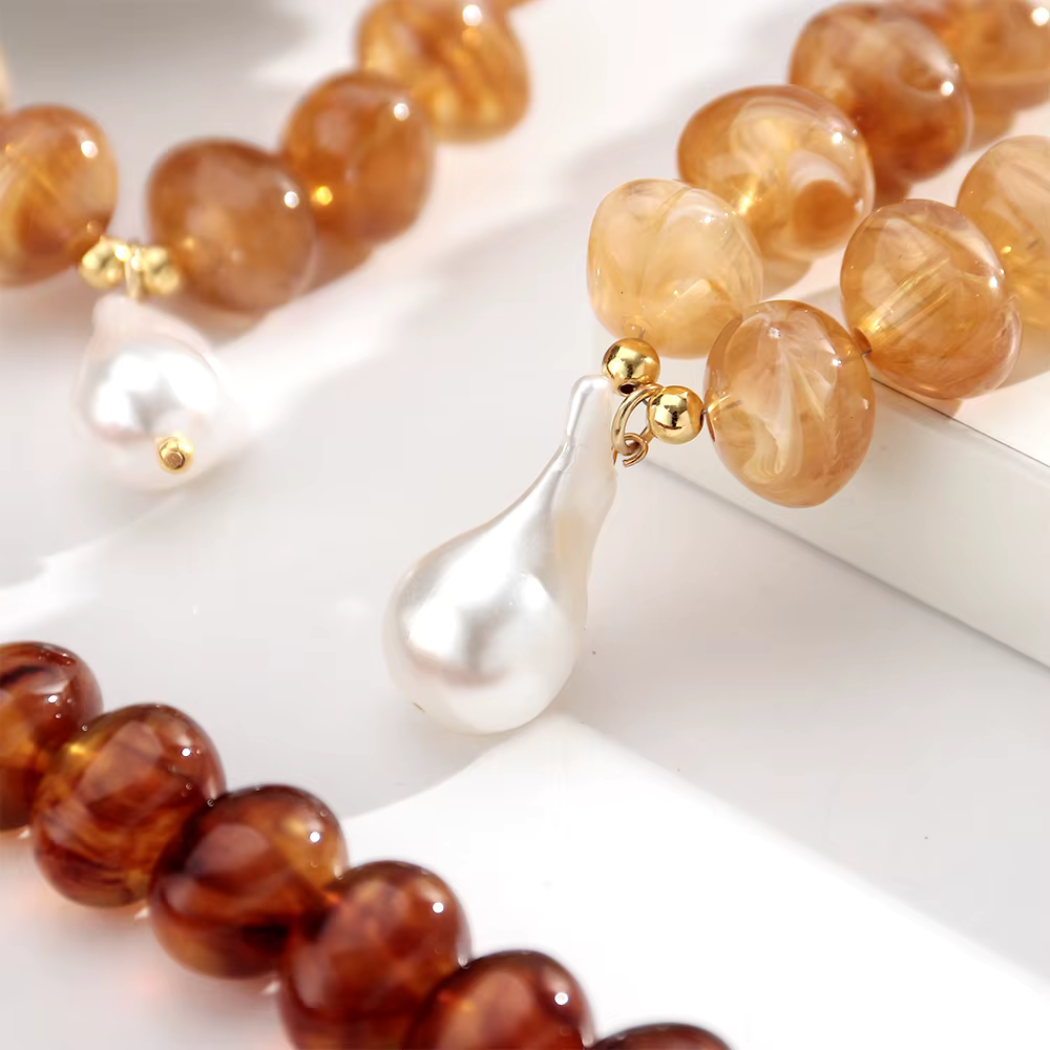Honey Pearl Necklace & Bracelet