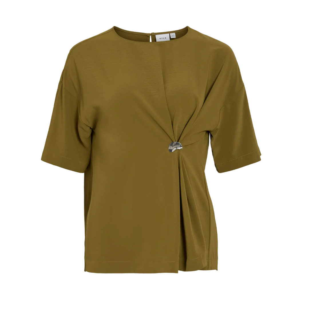 Olive Sculpted Detail Top