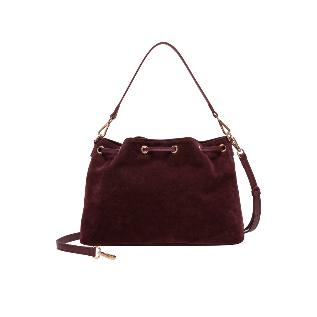Bordeaux Suede Bucket Bag
