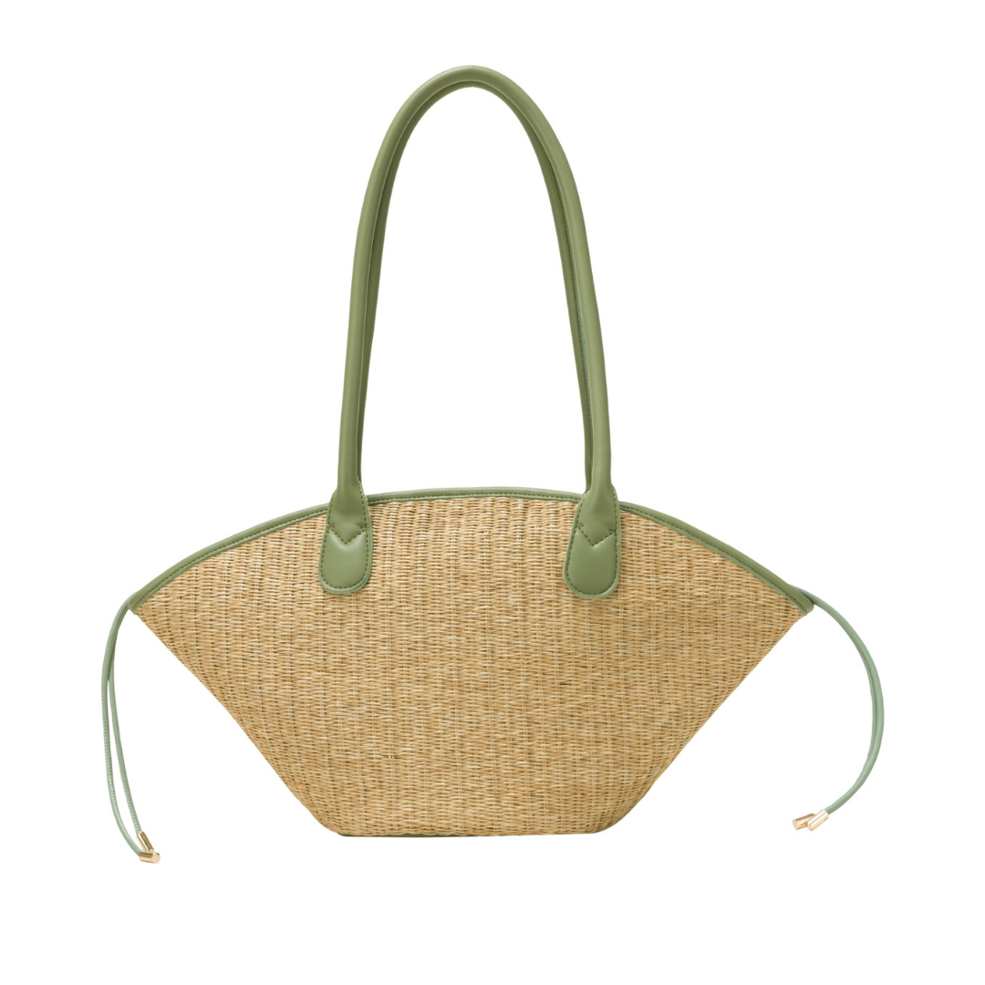Sage Woven Straw Tote Bag