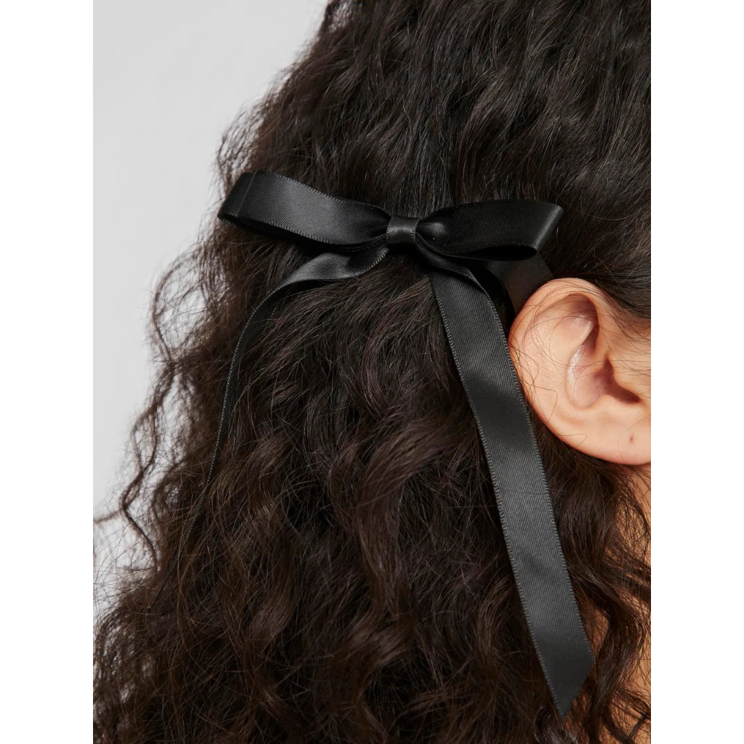 Black Satin Bow hairclip